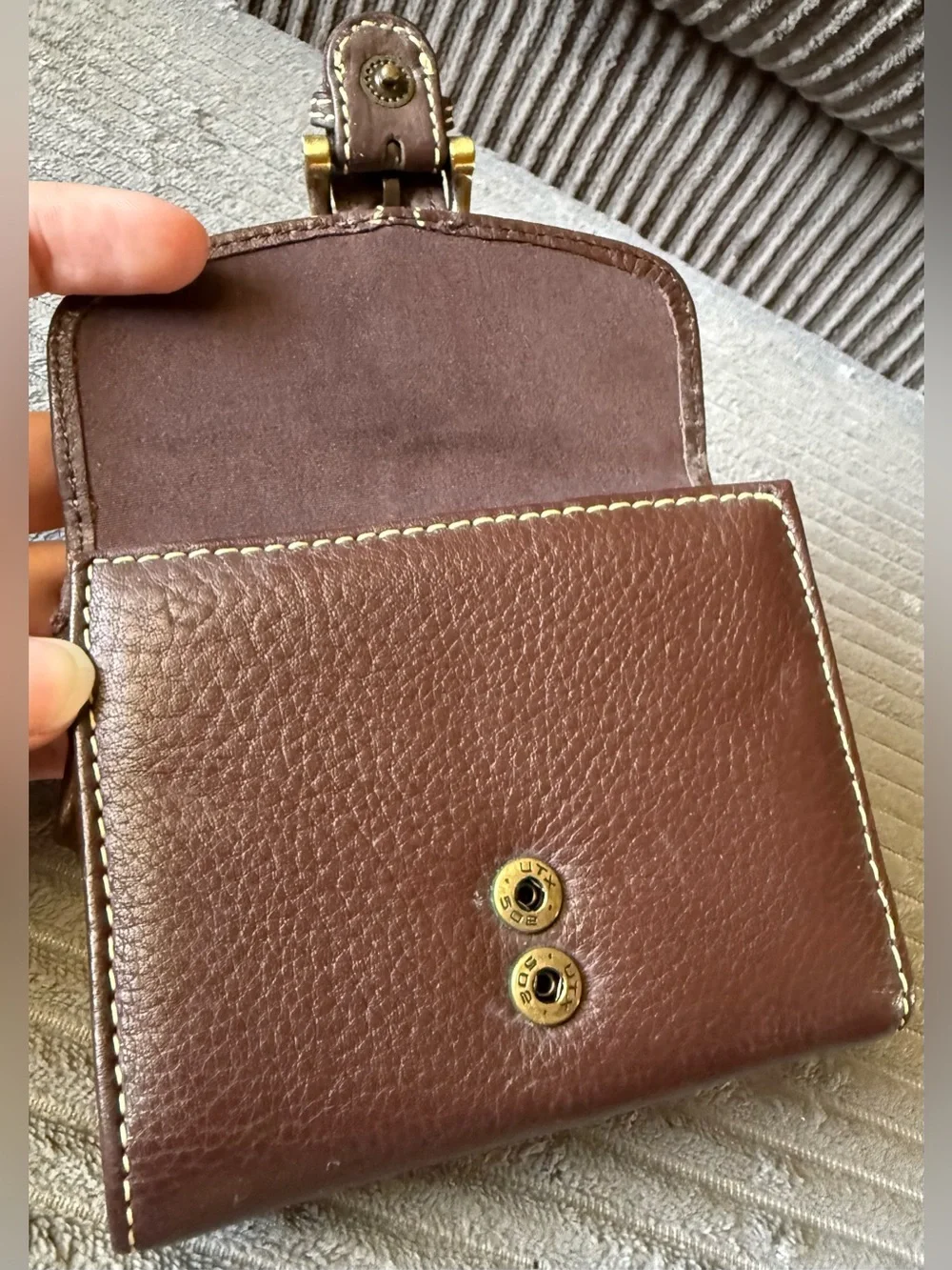 Chaps Brown Leather Women's Small Buckle Wallet